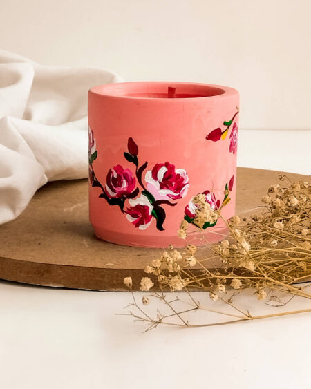 Sweet Rose - Hand painted Scented Concrete Candle