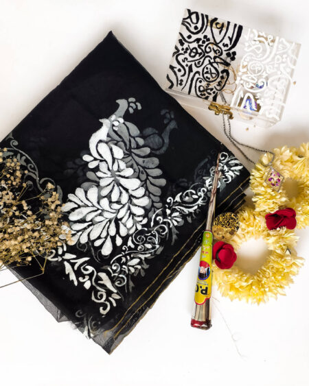 Tarz - Handpainted Black Dupatta