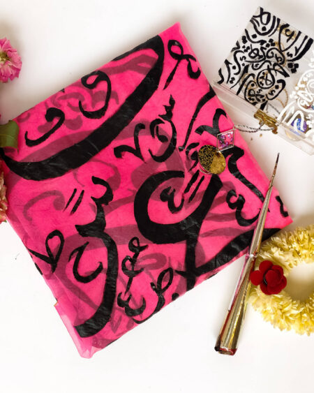 Haroof - Handpainted Pink Dupatta