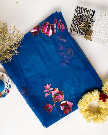 Dilaab - Handpainted Blue Dupatta