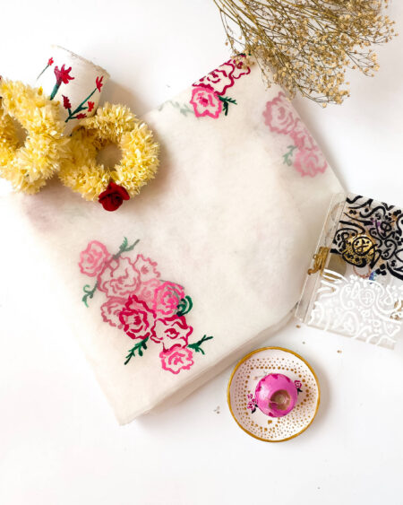 Khushboo - Handpainted White Dupatta