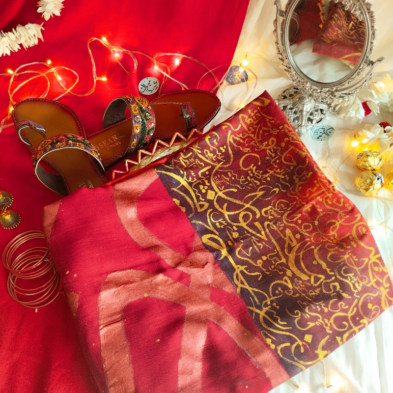 Suna hai Log- Handpainted Calligraphy Scarf - Image 4