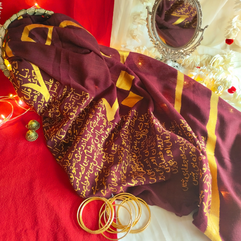 Iqbal - Handpainted Calligraphy Scarf - Image 2