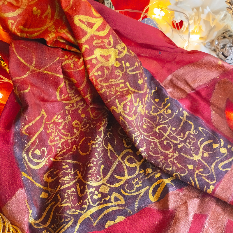 Suna hai Log- Handpainted Calligraphy Scarf - Image 3