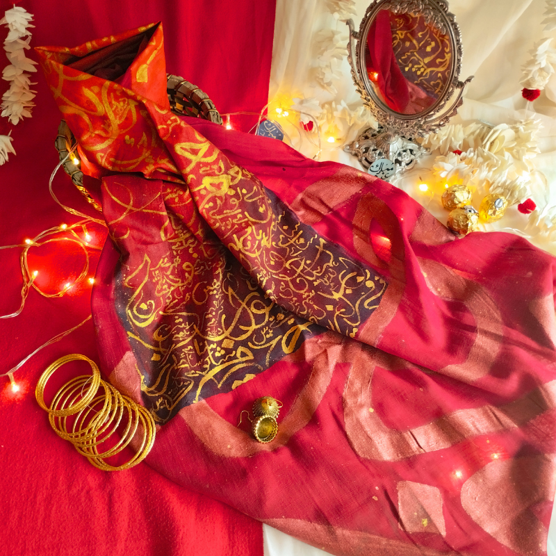 Suna hai Log- Handpainted Calligraphy Scarf - Image 2