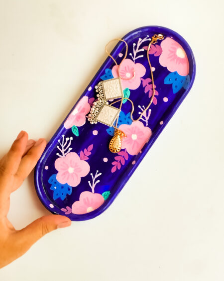 Bluefield Floral - Handpainted Concrete Tray