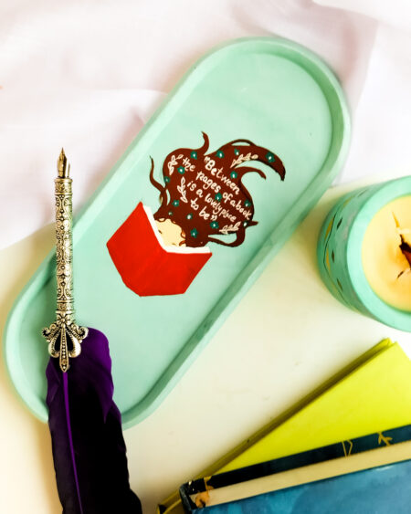 Book Buddy - Handpainted Concrete Tray