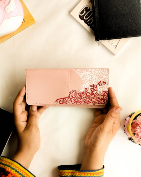 Handpainted Calligraphy Wallet – Nude Pink (Hub Design)