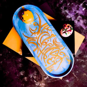 Gold Calligraphy - Handpainted Concrete Tray